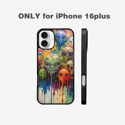 iPhone 16 Plus Case — Aliens Camomelting Aliens Patt E6l, Unique Phone Case Design