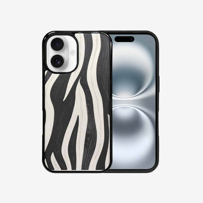 iPhone 16 Case — Modern Zebra Stripe Print Crisp Black, Customized Protective Case