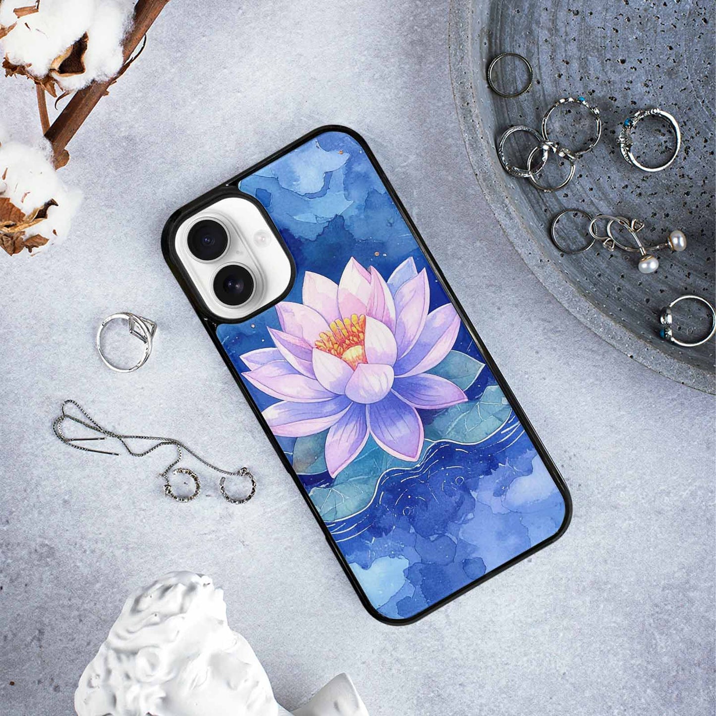 iPhone 16 Plus Case — Monet Water Lilies Painting Pattern, Custom Designed Case Cover