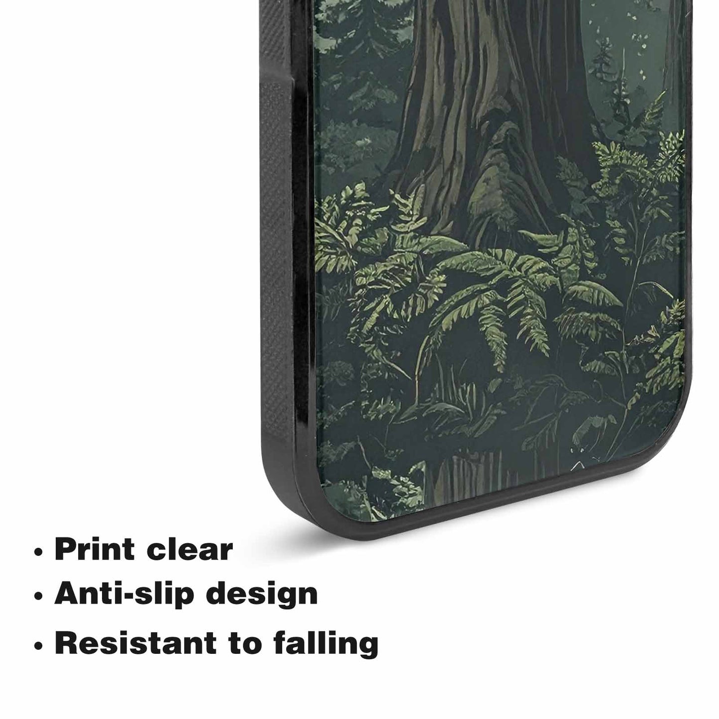 iPhone 15 Plus Case — Seamless Pattern Ancient Redwood Forest Giant, Custom Phone Case