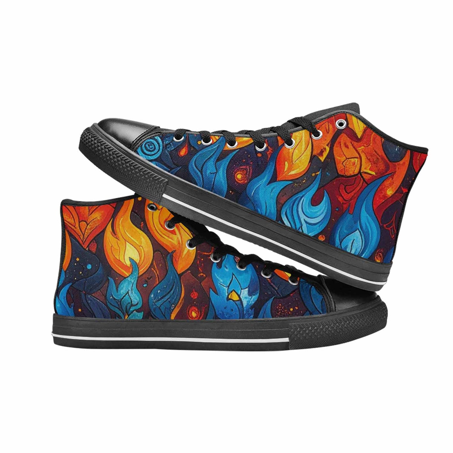 MEN'S Fire Flame High Top Canvas Cottagecore Custom Sneakers