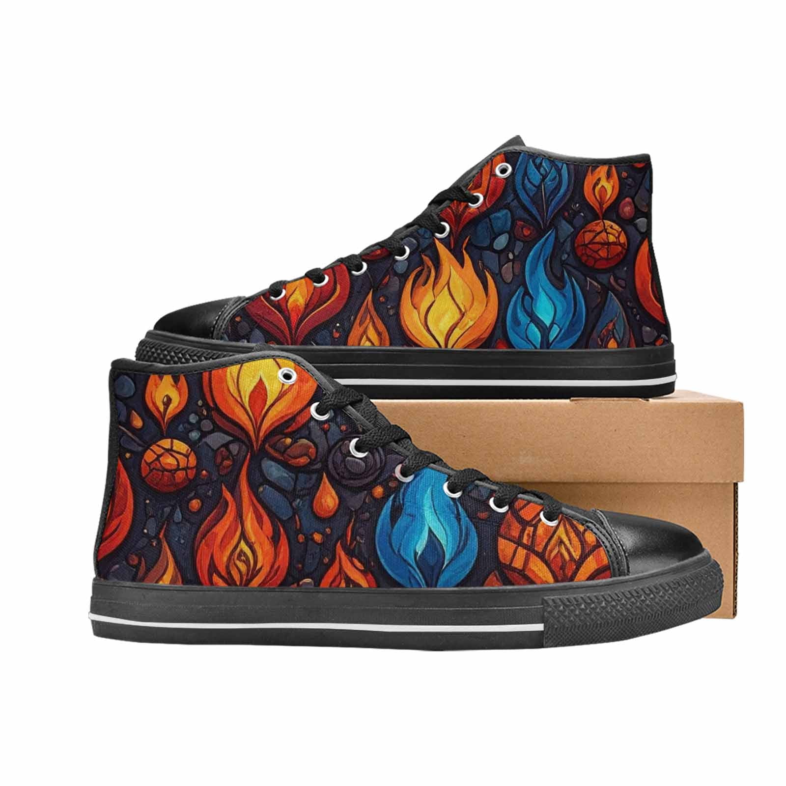 MEN'S Fire Flame High Top Canvas Y2K Custom Shoes