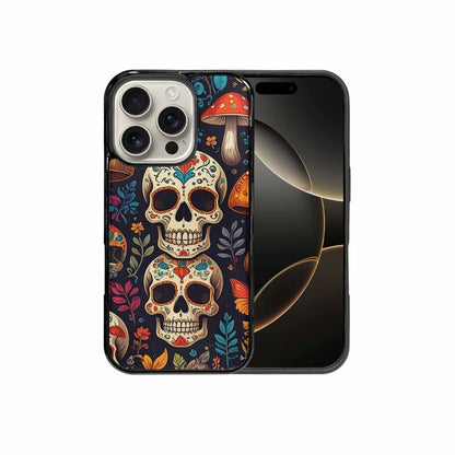 iPhone 16 Pro Case — Mushrooms And Skulls, Custom Made Phone Cover