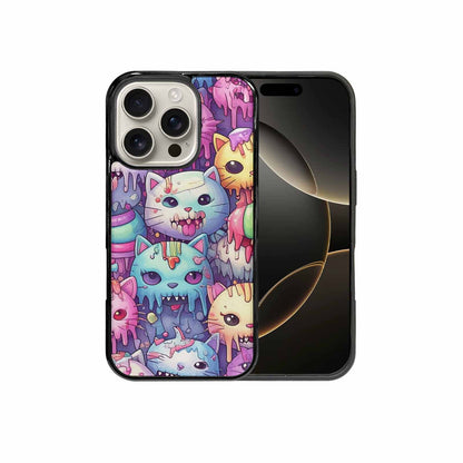 iPhone 16 Pro Case — Pastel Gore Cat Character Pattern Hundreds, Original Design Phone Case