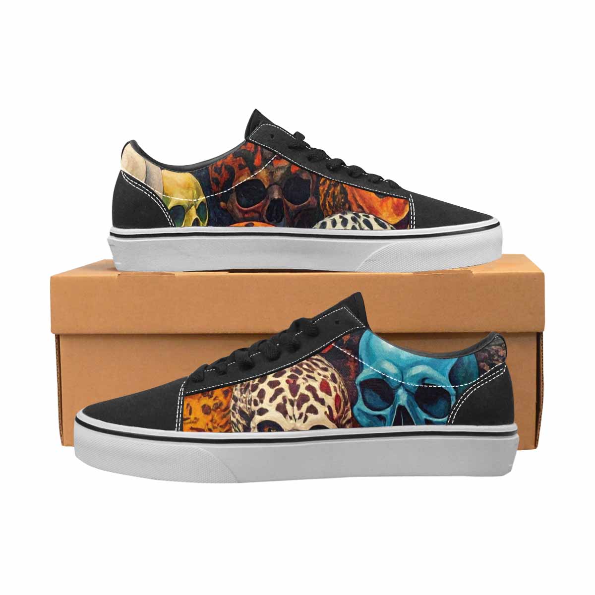 WOMEN'S Skulls  Animal Print Lace-Up Canvas Dark Academia Custom Sneakers