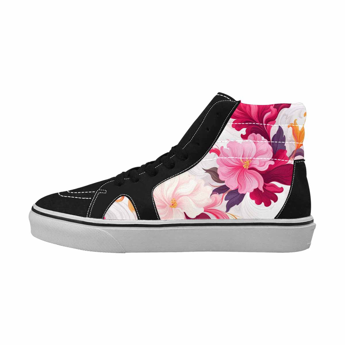MEN'S Marble Floral High Top Canvas Vivid Custom Sneakers