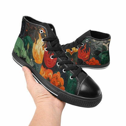 WOMEN'S Dragon Scale Fantasy High Top Canvas Vibrant Chaos Shoes