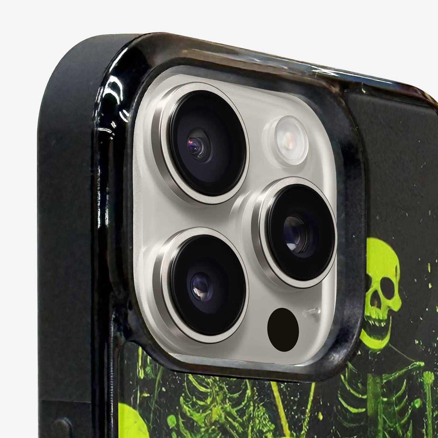 iPhone 16 Pro Max Case — Skeletons Neon Green Glow Skeletons Pattern, Custom Phone Case