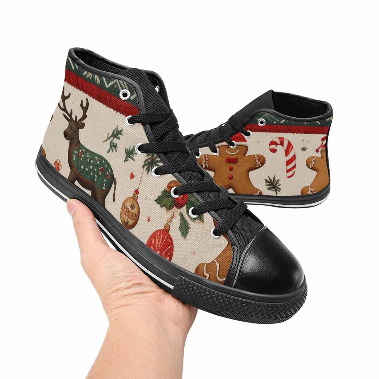 MEN'S Christmas Holly Snowflake High Top Canvas Aesthetic Shoes