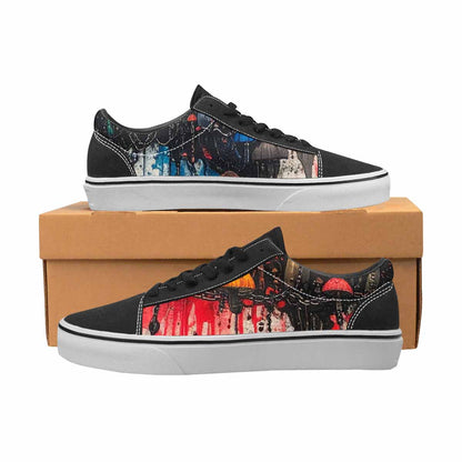 WOMEN'S Rainbow Drip Mushrooms Lace-Up Canvas Cottagecore Custom Sneakers