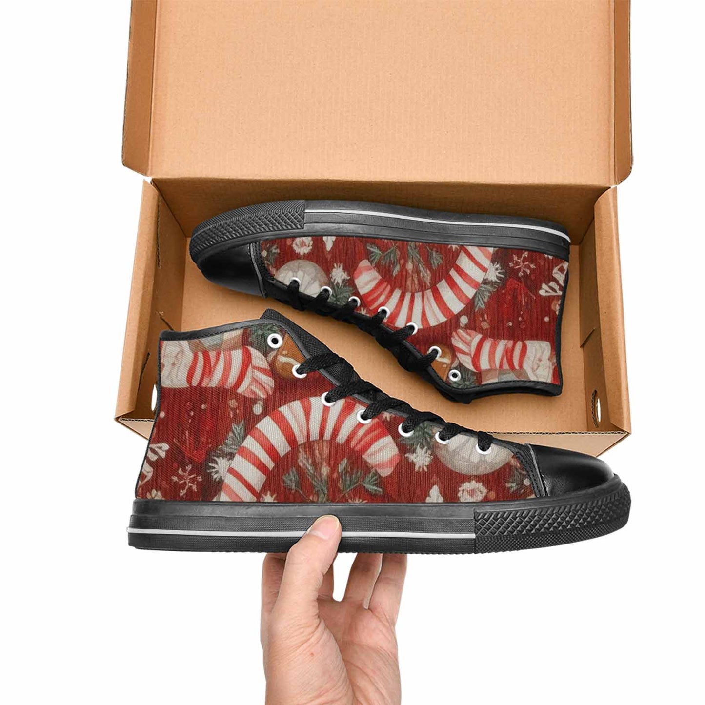 WOMEN'S Christmas Holly Snowflake High Top Canvas Cottagecore Shoes