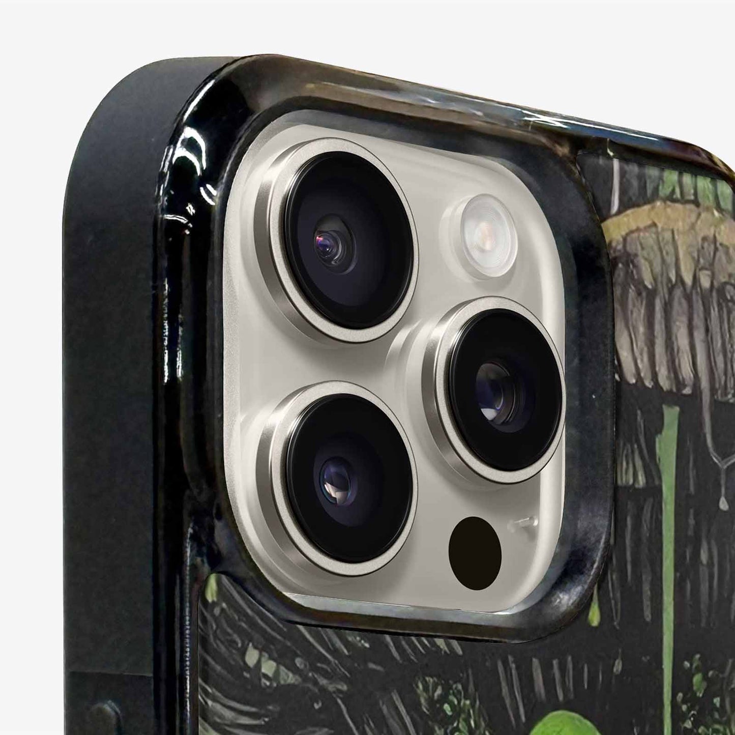 iPhone 16 Pro Max Case — Rainbow Drip Mushrooms Black Green Ink, Unique Phone Case Design