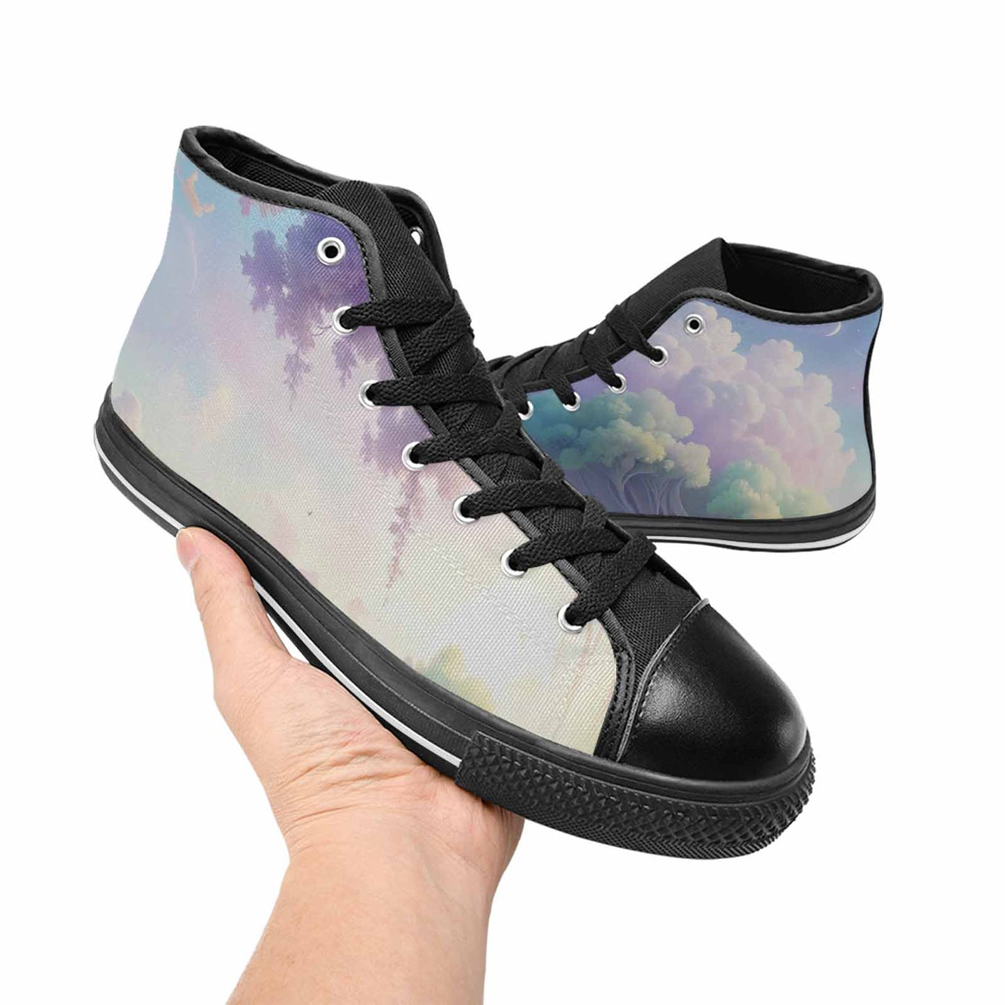 WOMEN'S Surrealist Dreamscape High Top Canvas Cottagecore Custom Sneakers