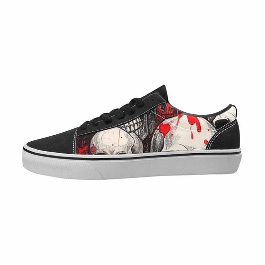 WOMEN'S Skulls Black & Red Ink Canvas Personalized Vibrant Chaos Limited Edition Sneakers