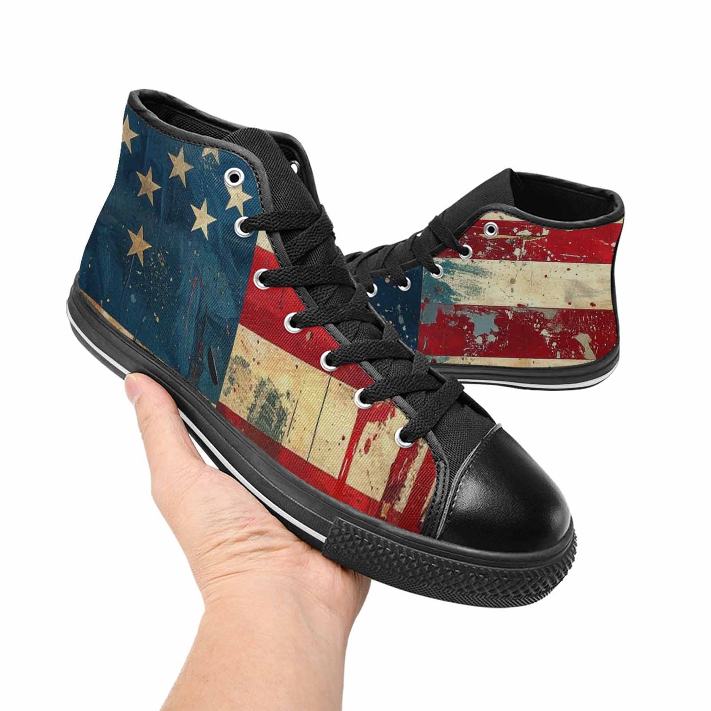 MEN'S American Flag Stars High Top Canvas Neon Fantasy Custom Sneakers