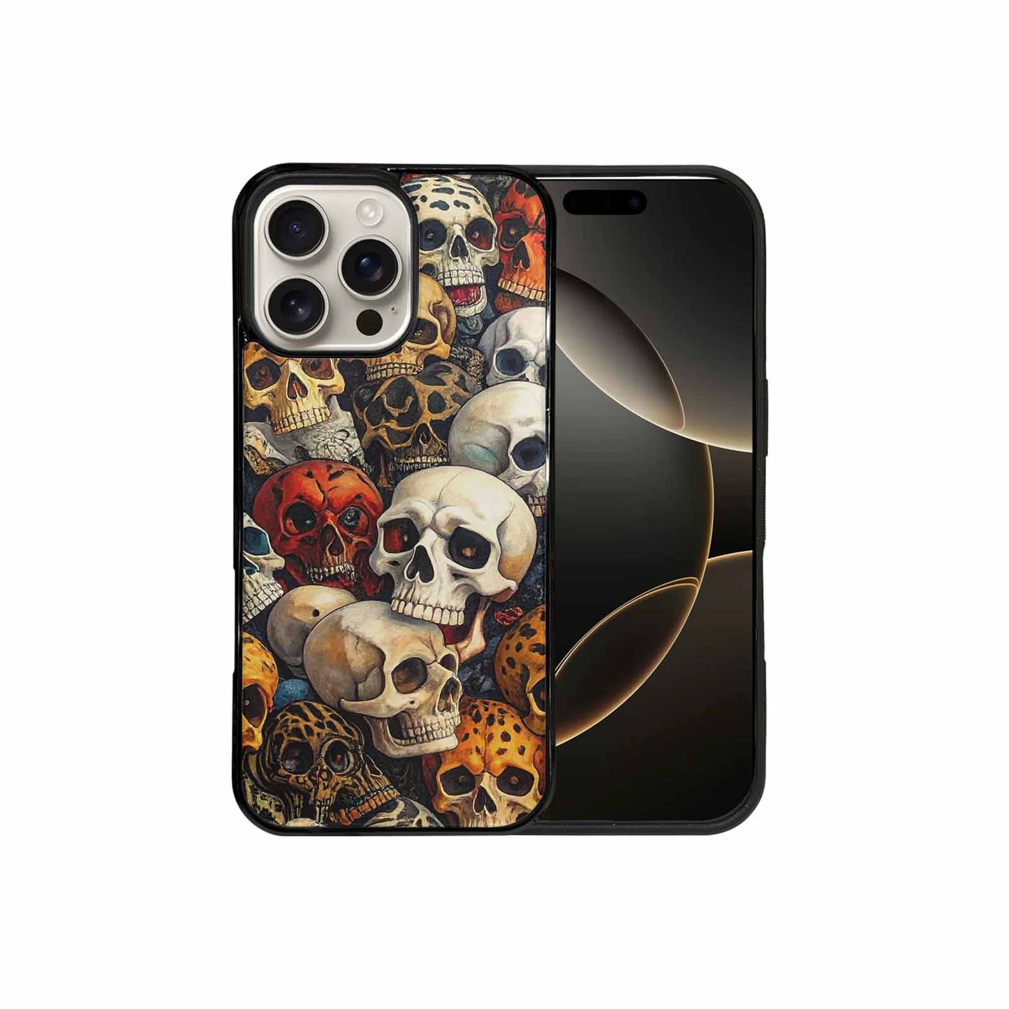 iPhone 16 Pro Max Case — Skulls Pattern Hundreds Of Sma 1q9, Custom Printed Phone Case