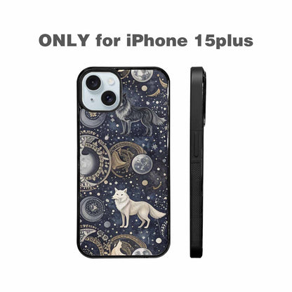 iPhone 15 Plus Case — Wolves Everywhere Collage Overlap Small Wolf, Custom Art Phone Cover