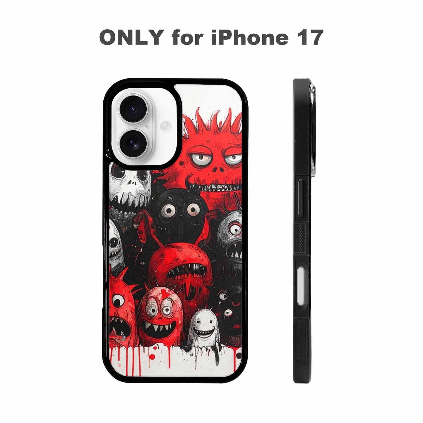 iPhone 17 Case — Black &amp; Red Ink Cartoon Cute, Custom Made Phone Cover