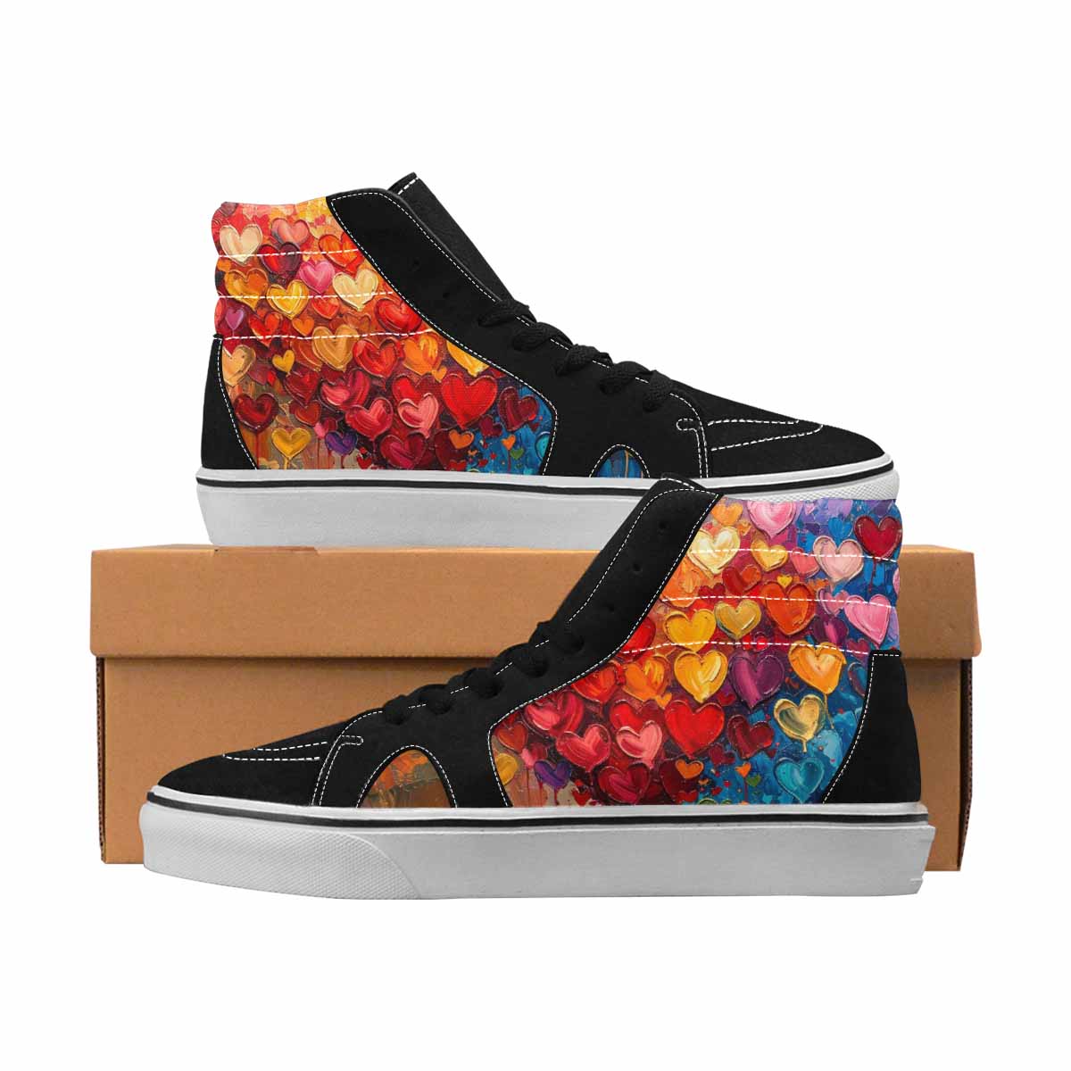 MEN'S Hearts Full Color High Top Canvas Original Design Dark Academia Custom Sneakers