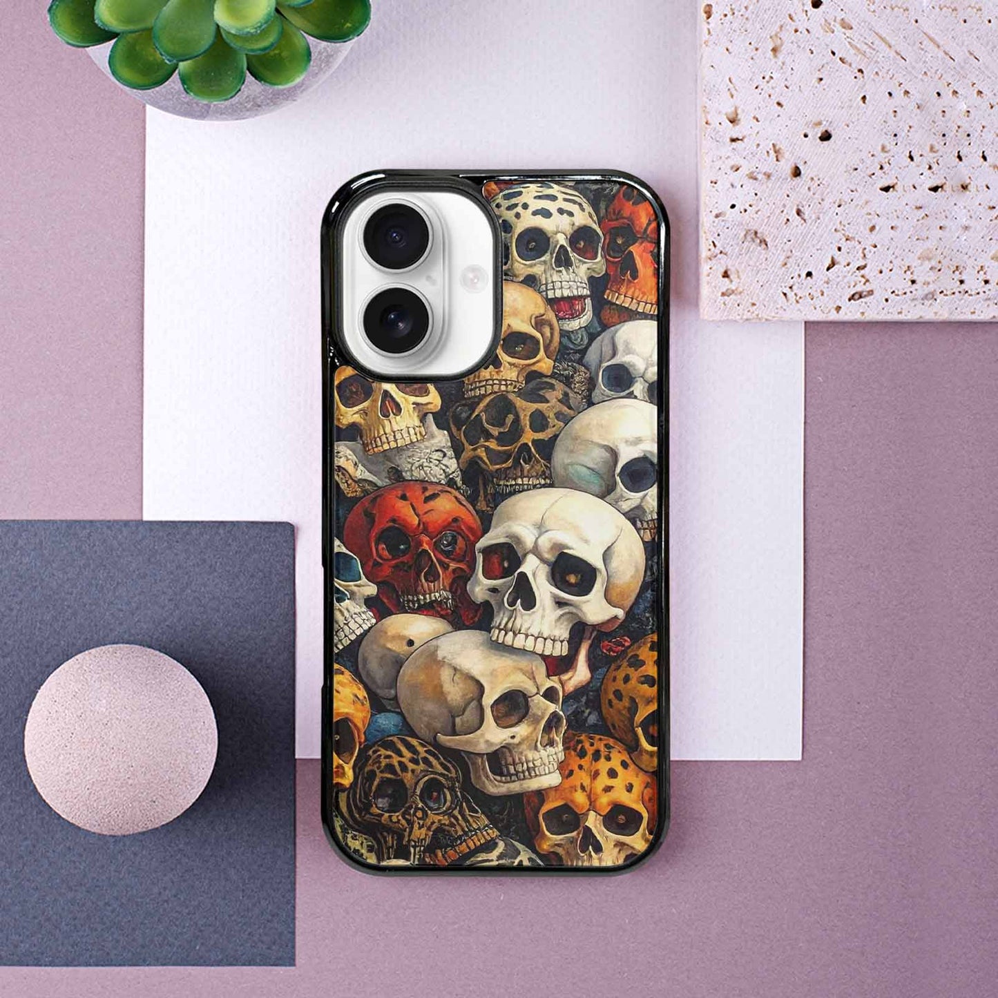 iPhone 16 Case — Skulls Pattern Hundreds Of Sma 1q9, Customized Protective Case