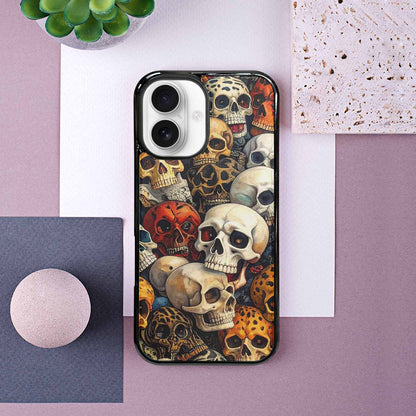 iPhone 16 Case — Skulls Pattern Hundreds Of Sma 1q9, Customized Protective Case
