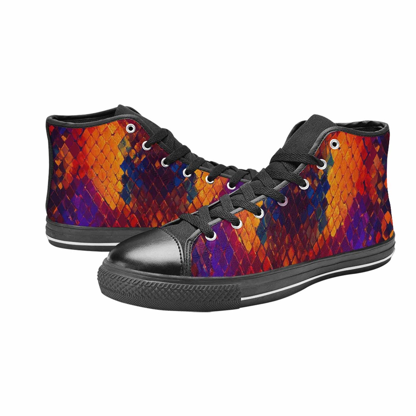 MEN'S Dark Snake Print High Top Canvas Surreal Shoes