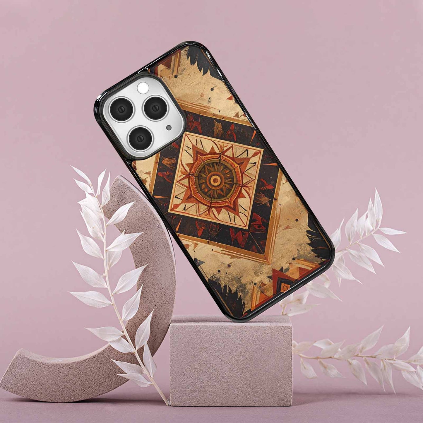 iPhone 15 Pro Max Case — Native American Geometric Pattern Arrows Feathers, Customized Protective Case