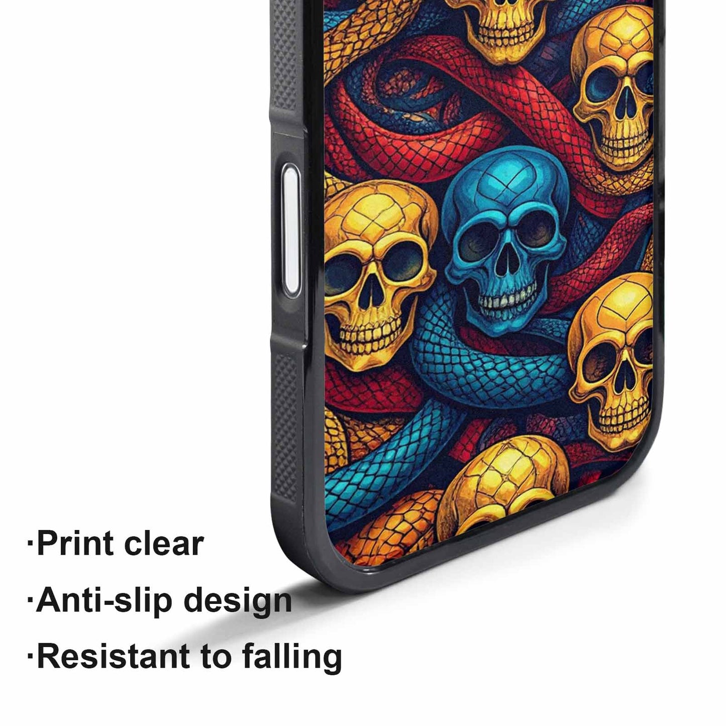 iPhone 17 Pro Max Case — Snake Skulls Print Gothic Skulls, Customized Protective Case