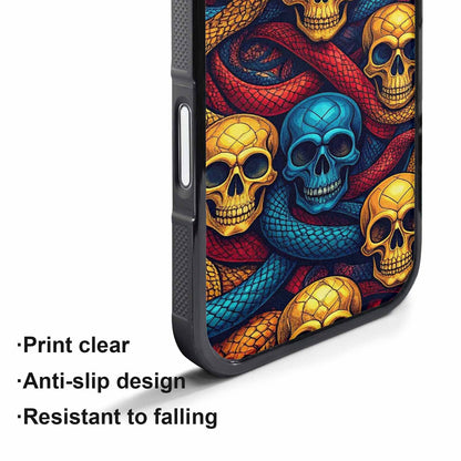 iPhone 17 Pro Max Case — Snake Skulls Print Gothic Skulls, Customized Protective Case