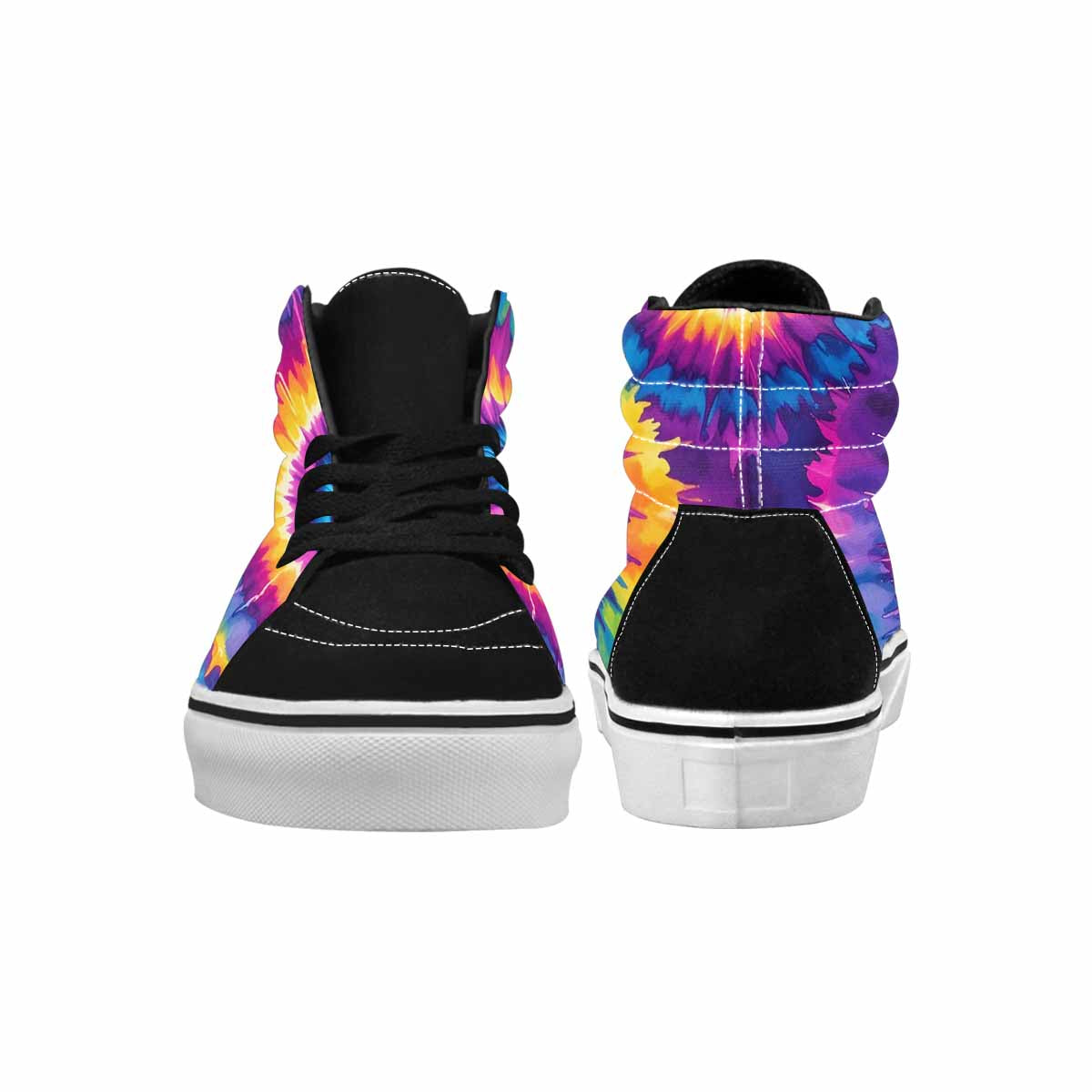 WOMEN'S Tie Dye Neon Spiral Burst High Top Canvas Grunge Custom Sneakers