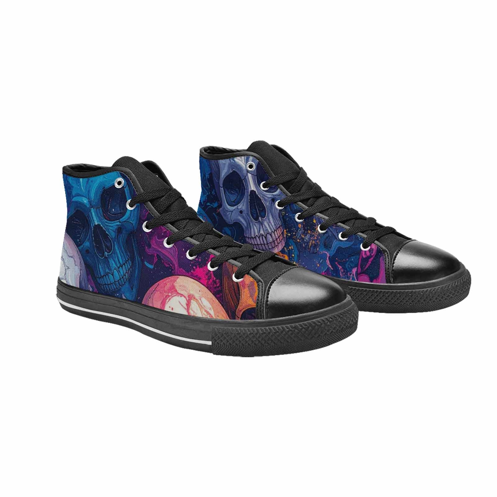 MEN'S Marble Skull High Top Canvas Cottagecore Custom Sneakers