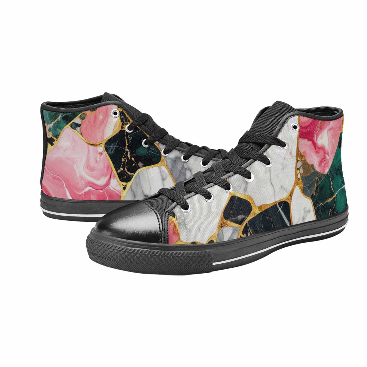 WOMEN'S Marble Stone Texture High Top Canvas Dark Academia Shoes