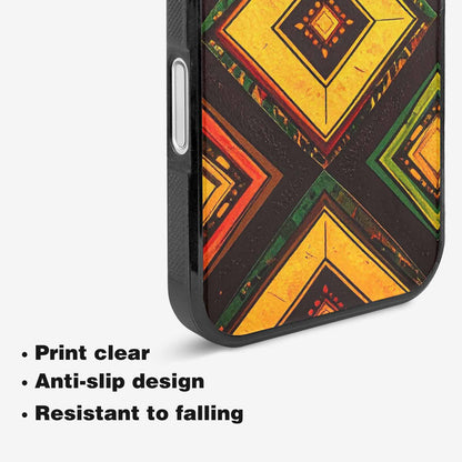 iPhone 16 Plus Case — African Kente Cloth Inspired Pattern Geometric, Custom Print Case Cover