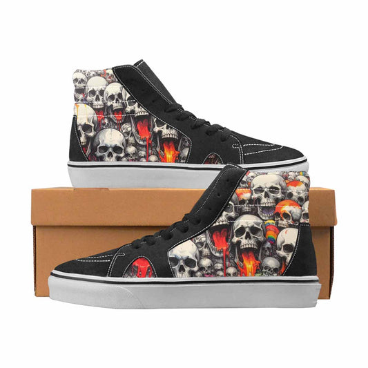 WOMEN'S Skulls Black & Red Ink High Top Canvas Made To Order Wallpaper Art Custom Canvas Shoes