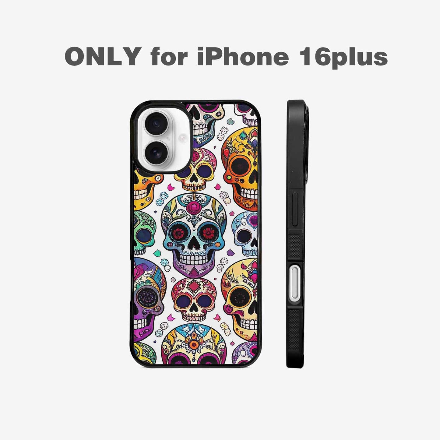 iPhone 16 Plus Case — Vibrant Skull Seamless, Custom Made Phone Cover