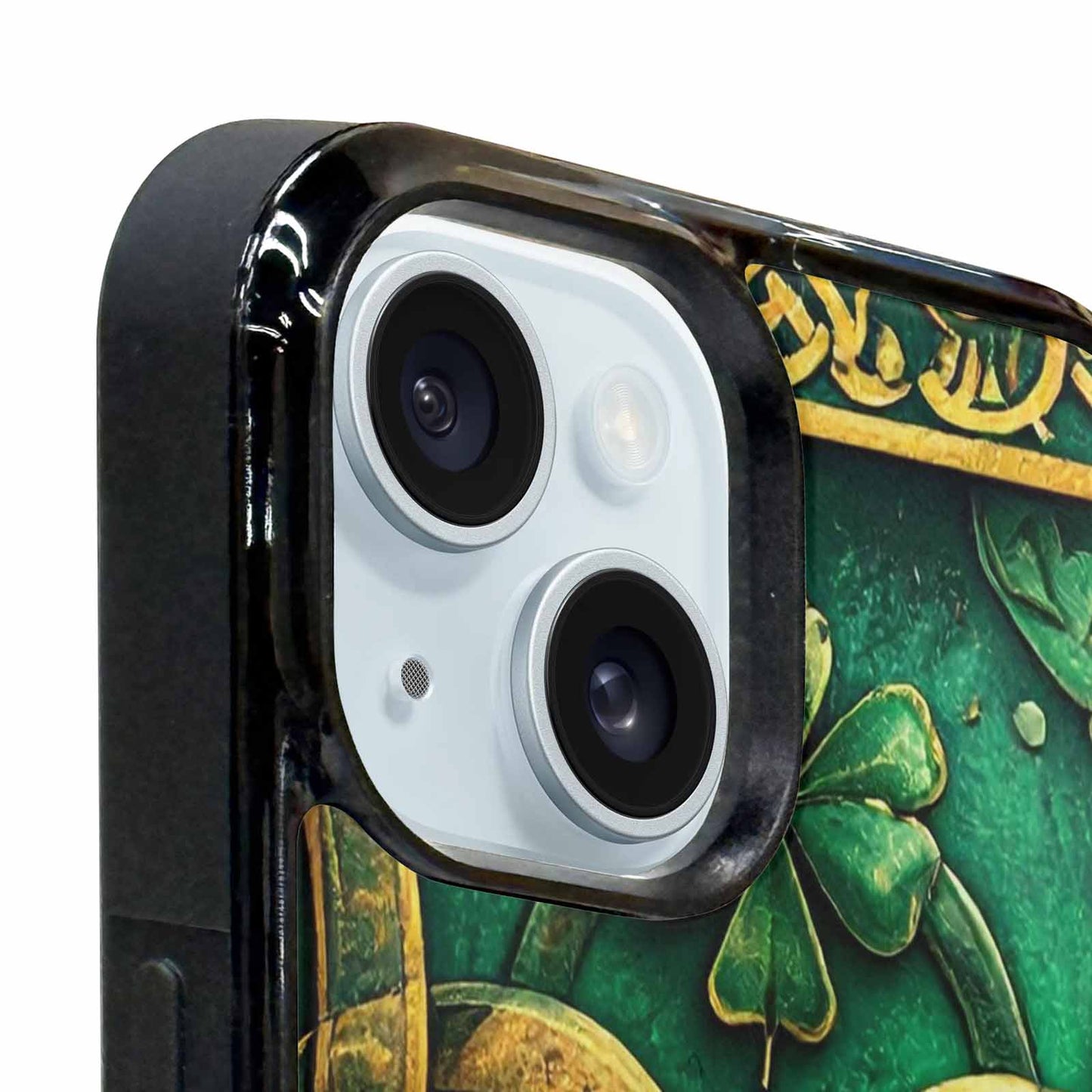 iPhone 15 Plus Case — Irish Celtic Knot Pattern Shamrocks Seamless, Custom Print Case Cover