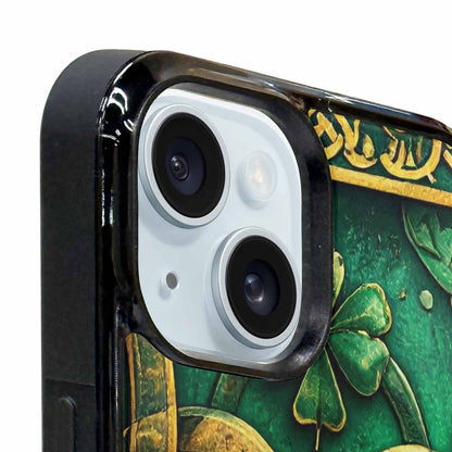 iPhone 15 Plus Case — Irish Celtic Knot Pattern Shamrocks Seamless, Custom Print Case Cover