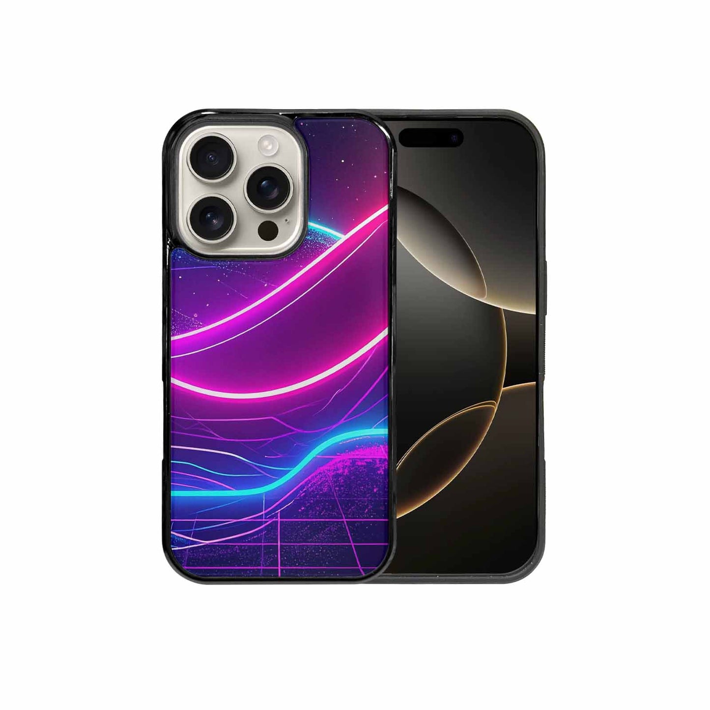 iPhone 16 Pro Case — 1980s Neon Cartoon Art Pattern, Unique Phone Case Design