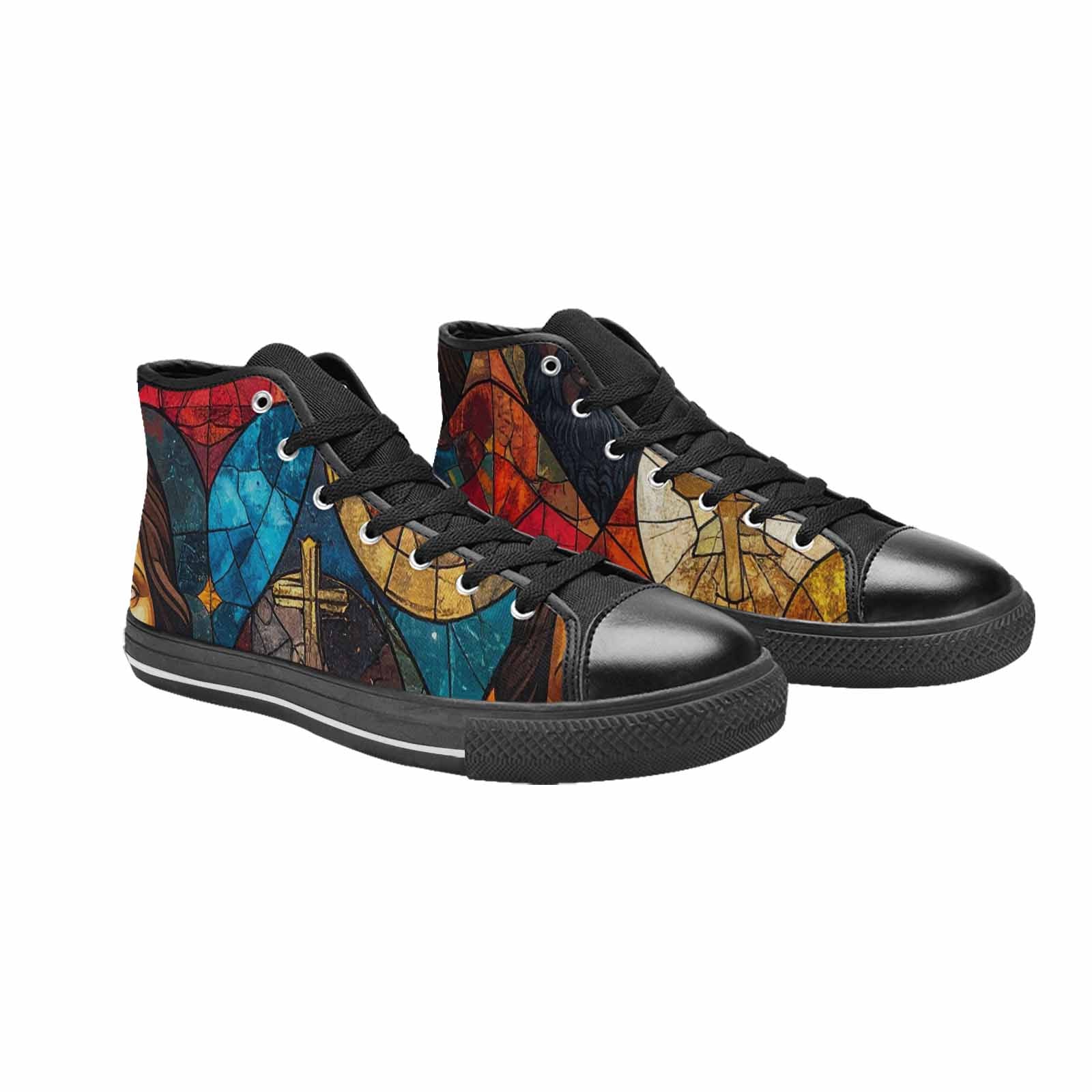 MEN'S Jesus Face Small High Top Canvas Surreal Custom Sneakers