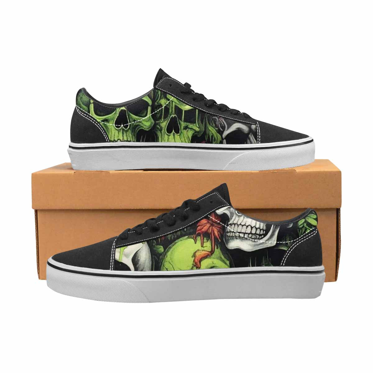 WOMEN'S Skulls (general) Lace-Up Canvas Dark Academia Custom Sneakers