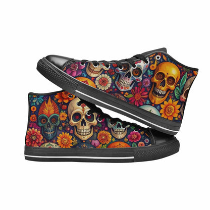 MEN'S Skull High Top Canvas Wallpaper Art Shoes
