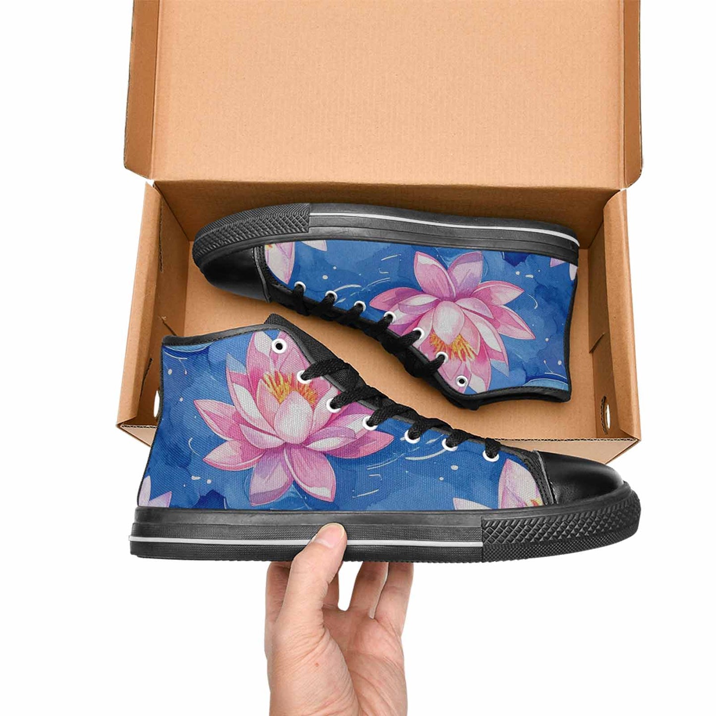 MEN'S Water Lilies Impressionist High Top Canvas Vivid Shoes