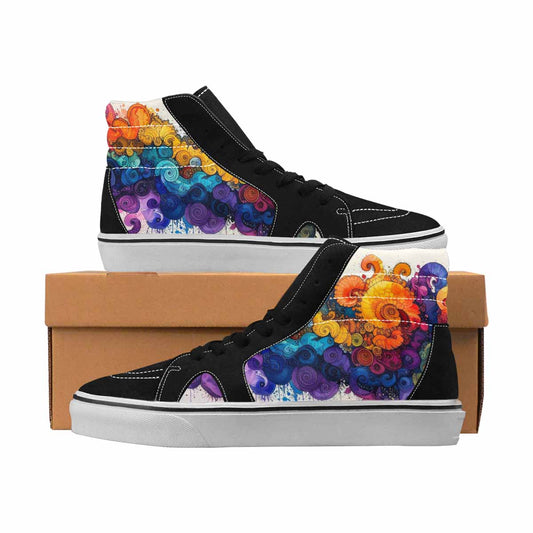 MEN'S Tie Dye Black & Blue Ink High Top Canvas Personalized Aesthetic Sneakers