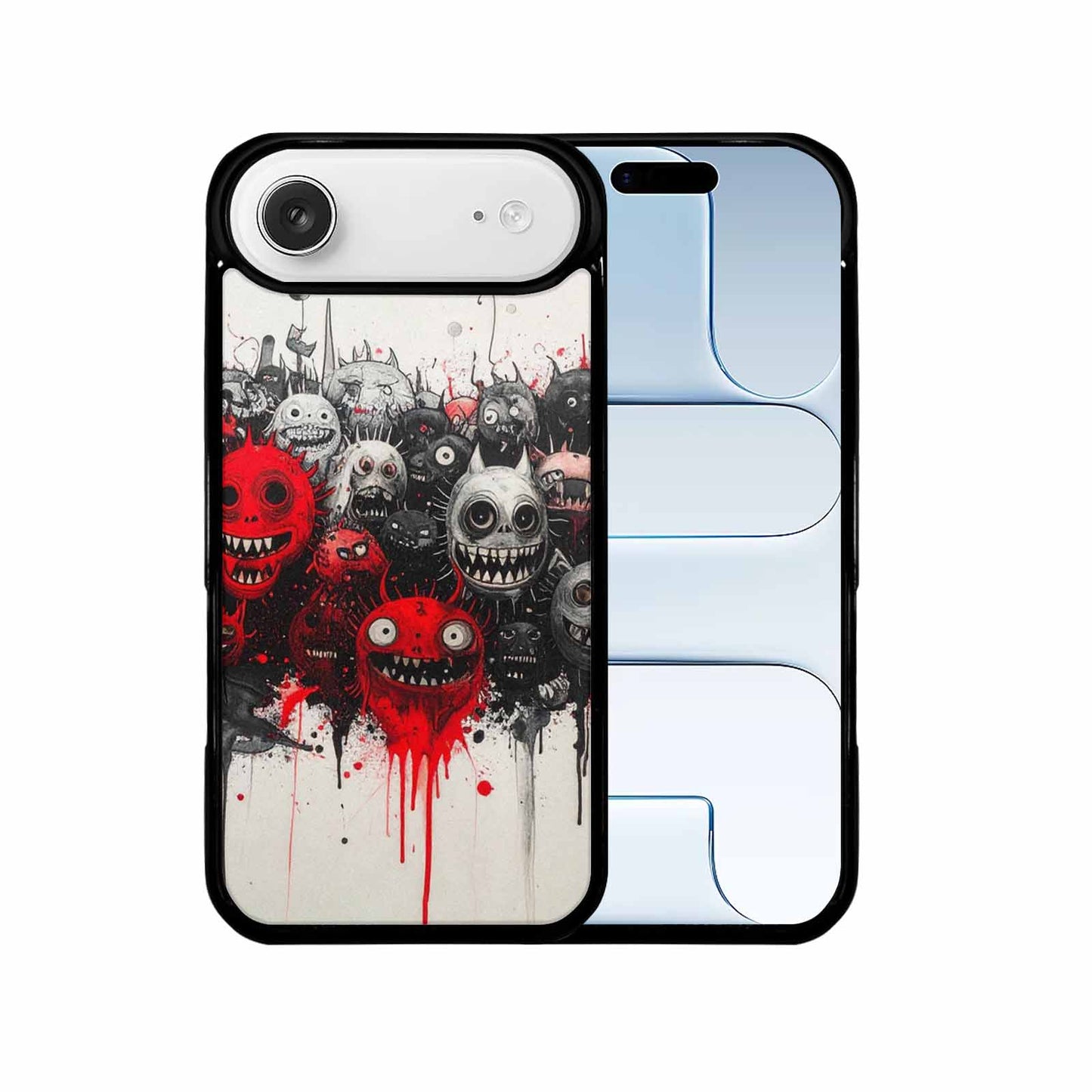 iPhone 17 Air Case — Black Red Ink Monsters General Cartoon, Original Design Phone Case
