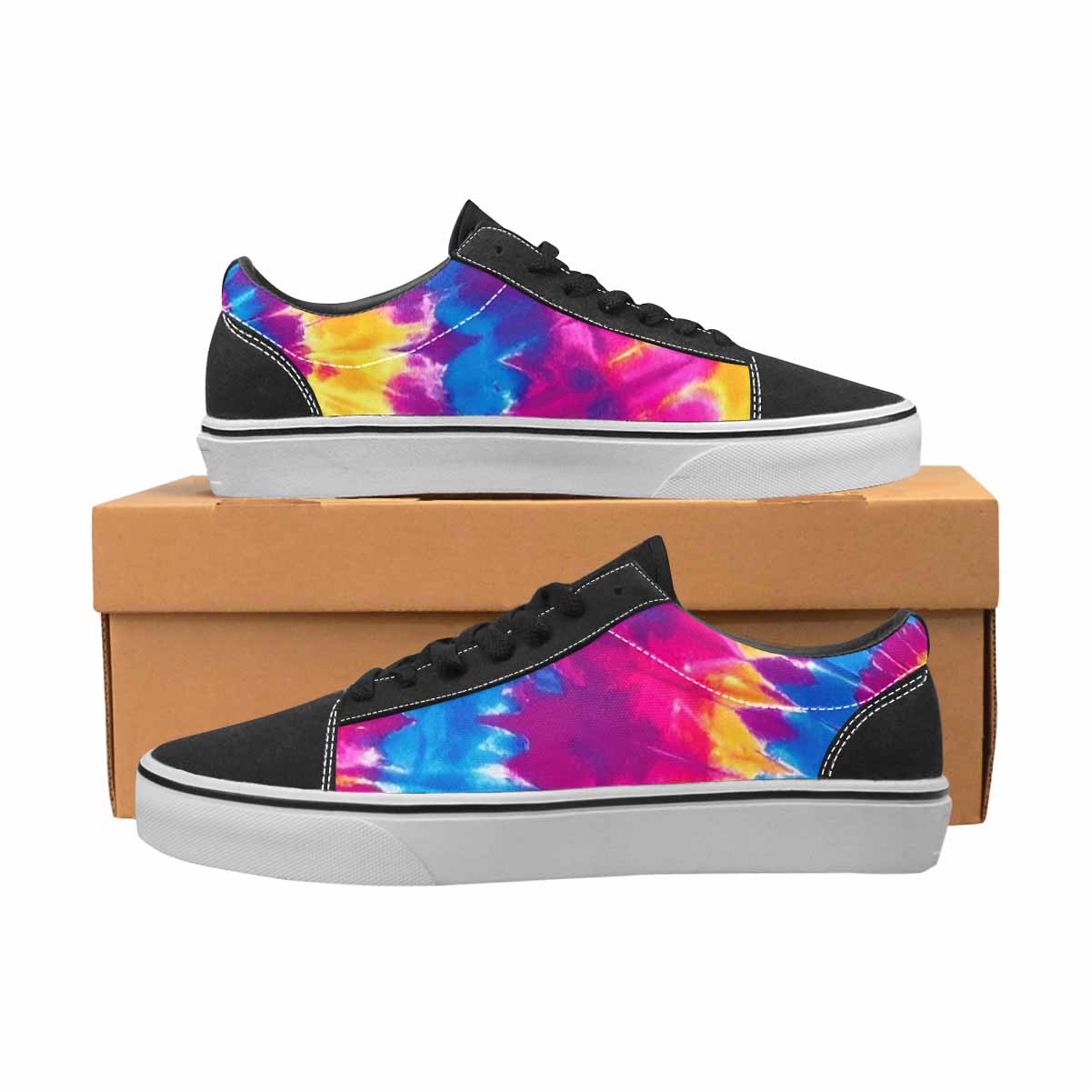 WOMEN'S Tie Dye Spiral Canvas Lace-Up Surreal Custom Sneakers