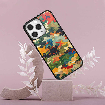 iPhone 15 Pro Max Case — Camo Patches Full Color Vibrant Camo, Custom Print Case Cover