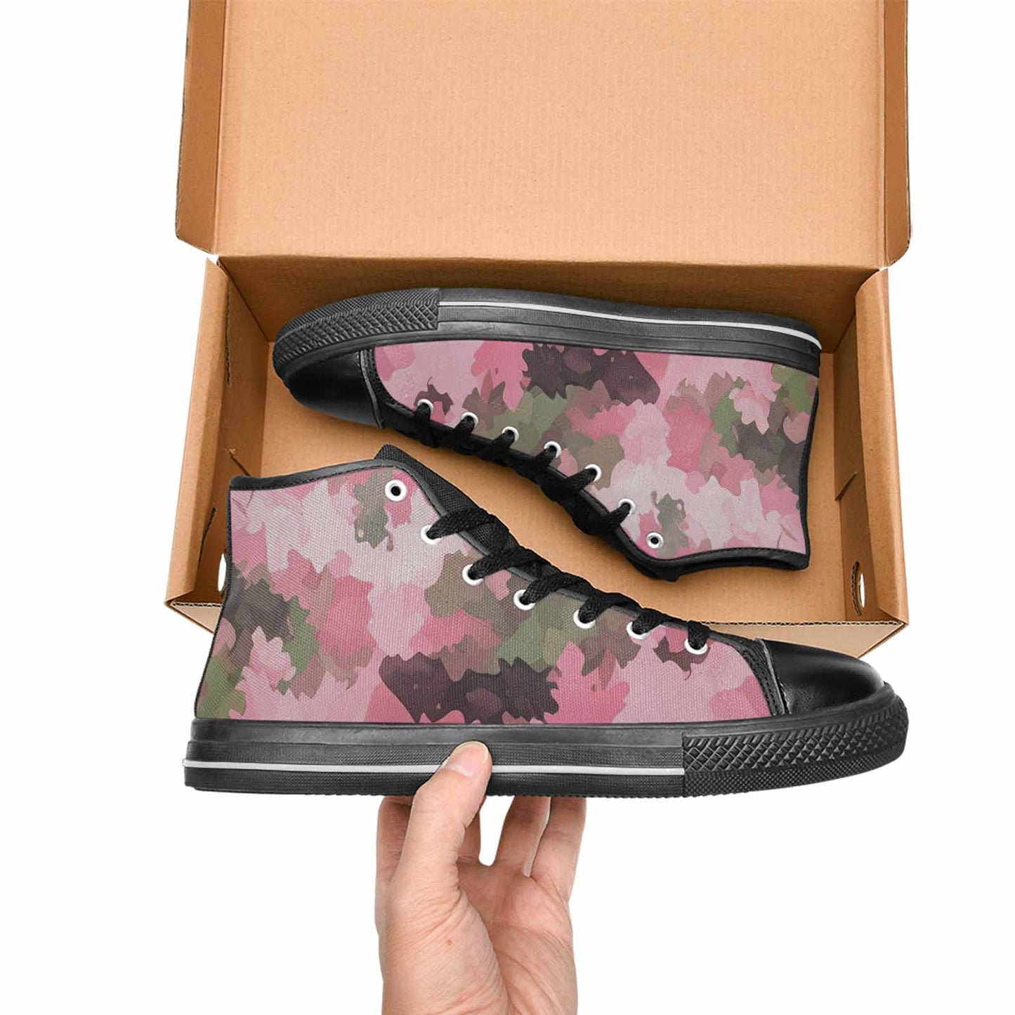WOMEN'S Military Camouflage Blotch High Top Canvas Vibrant Chaos Shoes