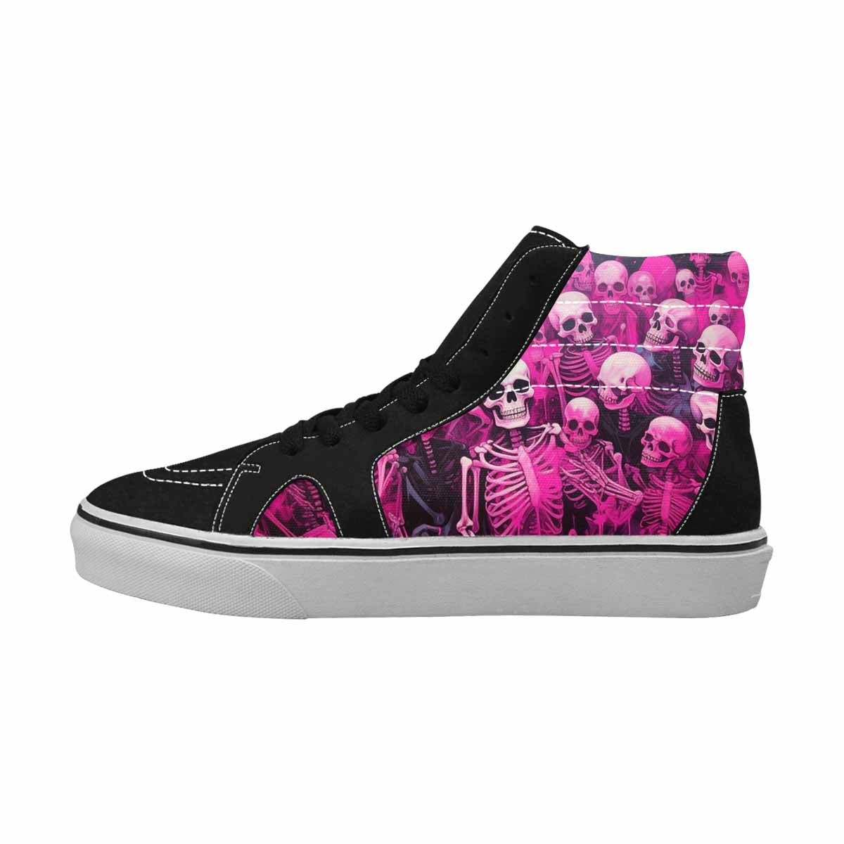 MEN'S Skeletons  Neon Pink High Top Canvas Dreamlike Custom Shoes