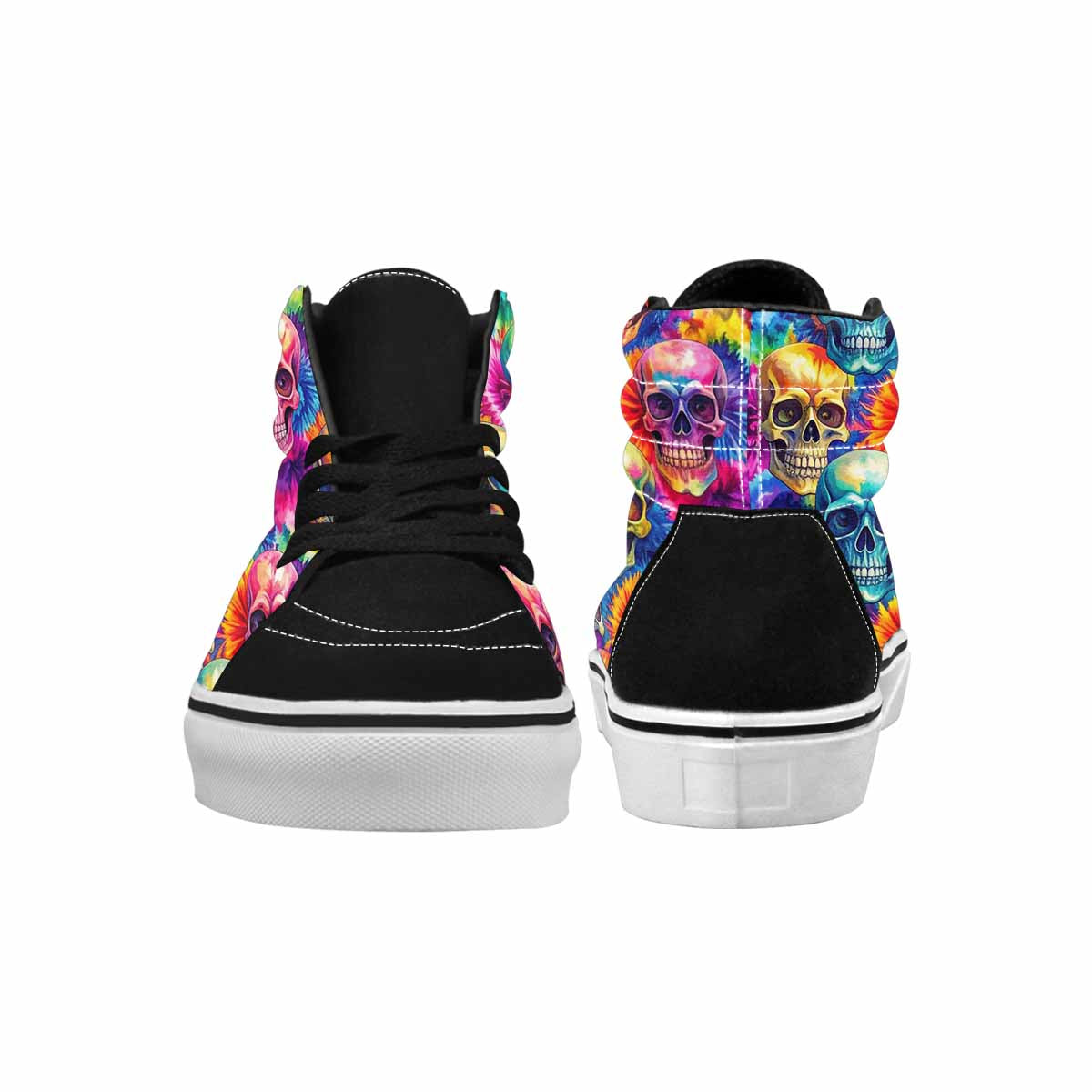 WOMEN'S Tie Dye Skulls Print High Top Canvas Y2K Custom Shoes