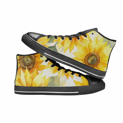 WOMEN'S Sunflowers Watercolor High Top Canvas Y2K Custom Sneakers